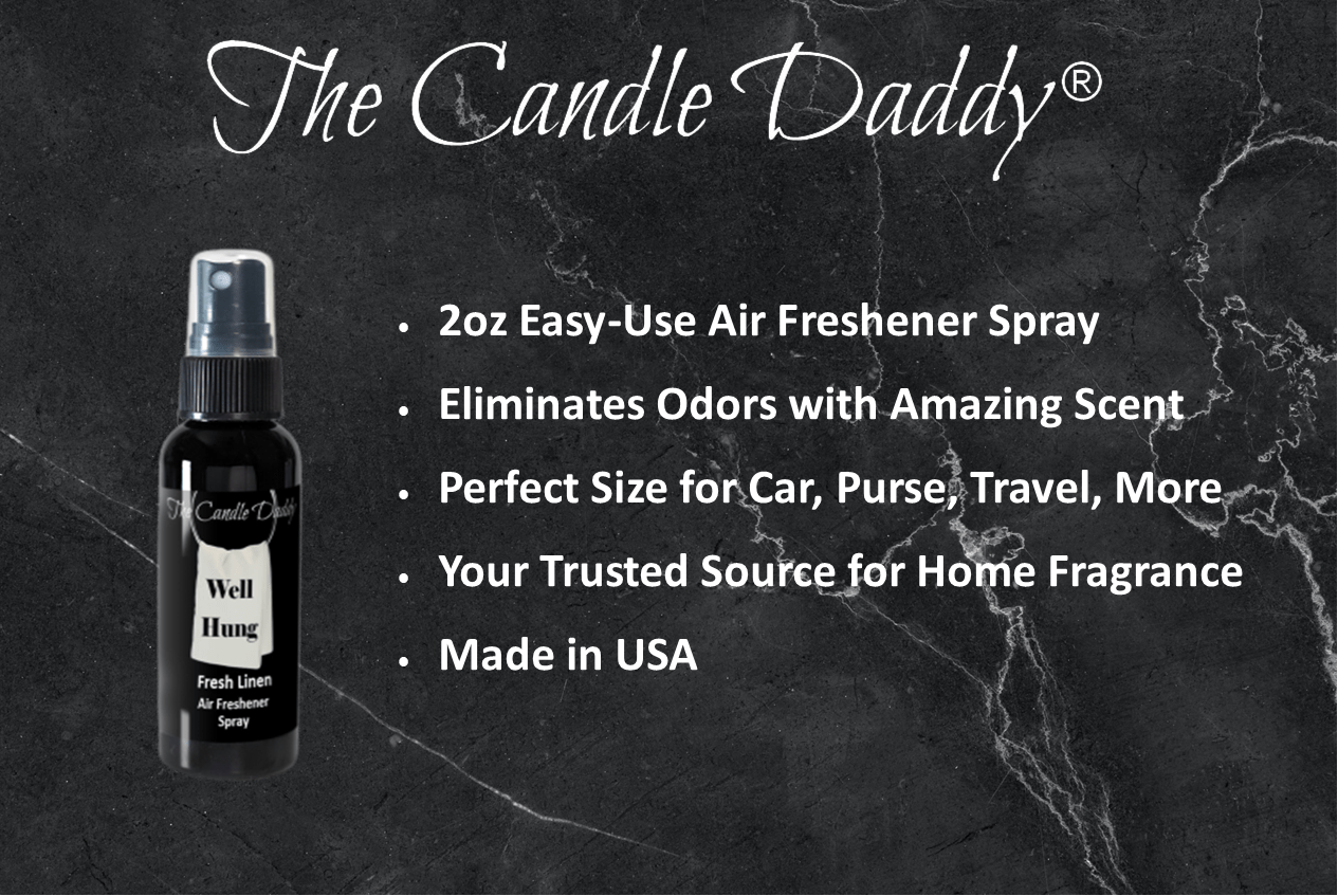 3 Pack - Well Hung Spray - Fresh Linen Scented - Room/Car Air Freshener Spray – (3) 2 Ounce Spray Bottles - The Candle Daddy